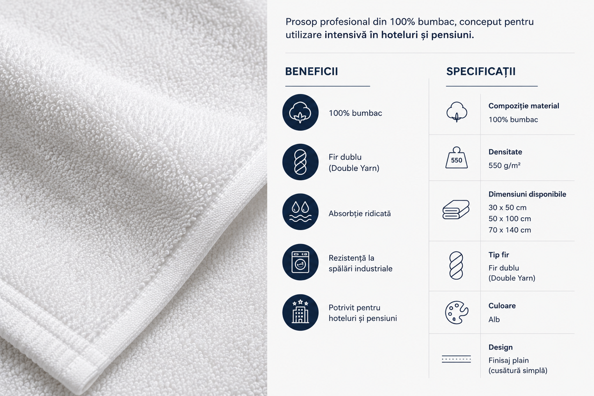 Set de 10 prosoape Lincoln, fir dublu, 50 × 100 cm – 550 g/m²