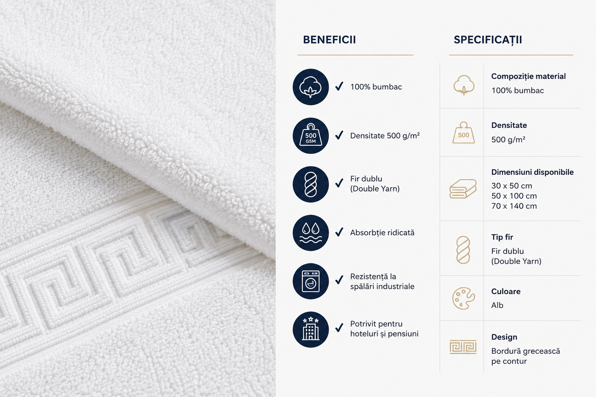 Set de 10 prosoape Triumph, fir dublu, cu bordură grecească, 50 × 100 cm – 500 g/m²