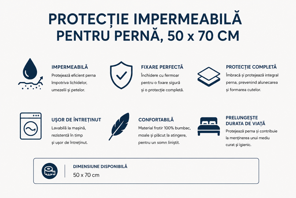 Protecție impermeabilă pernă 50 x 70 cm - set 5/10 buc
