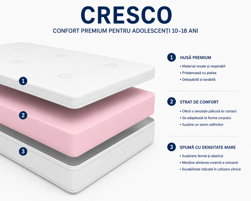 Saltea pentru copii Cresco – Spumă HR