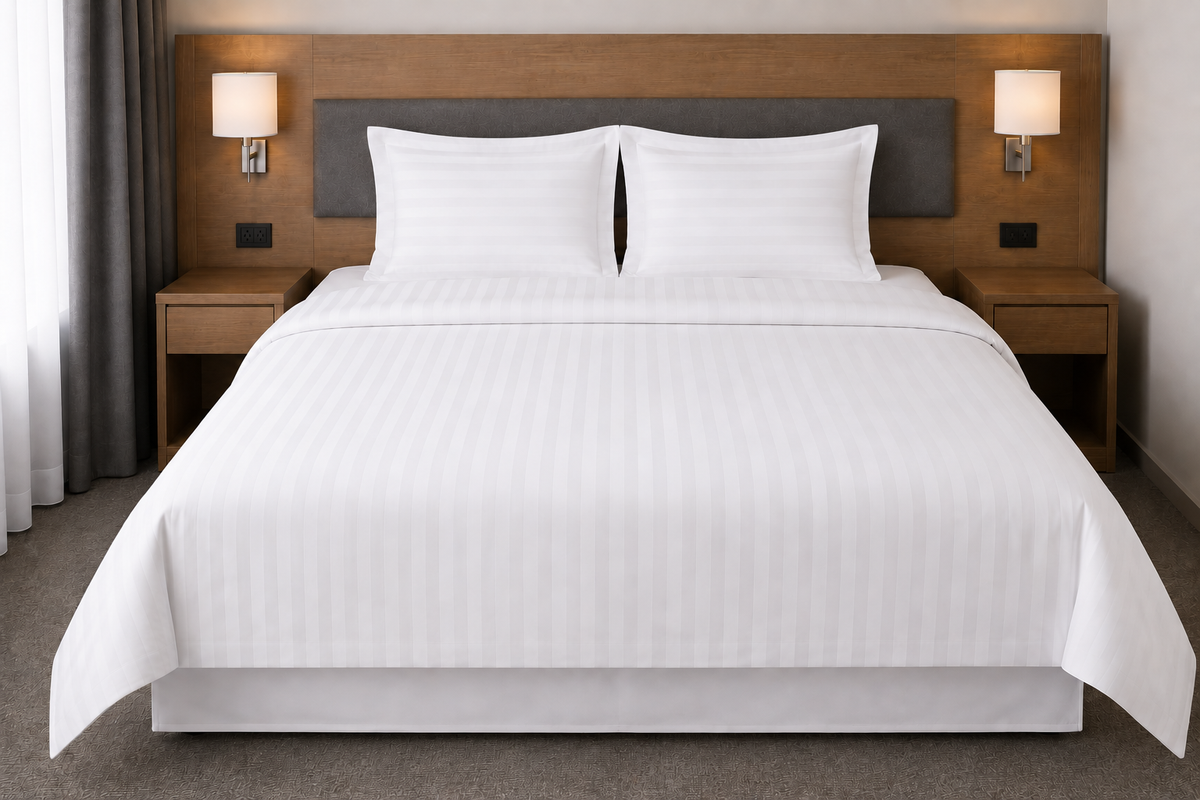 Lenjerie pat King size, Damasc Satin 10 mm (învelitoare de pernă cu bordură) - set 5/10 buc